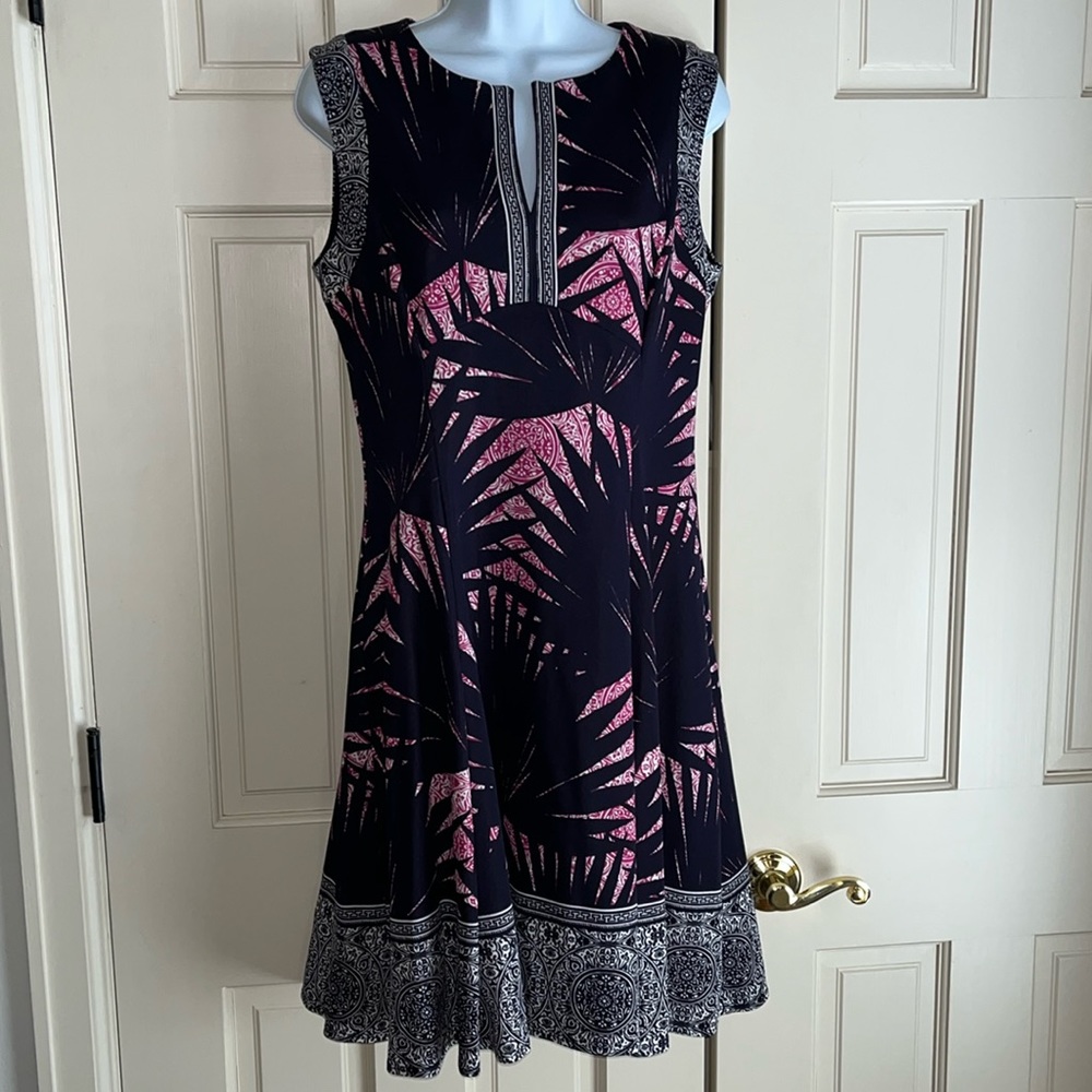 Maggie London Fit & Flare Dress, Blue/Pink, Size 10